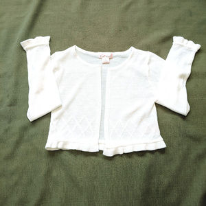 Girl's White Cropped Cardigan